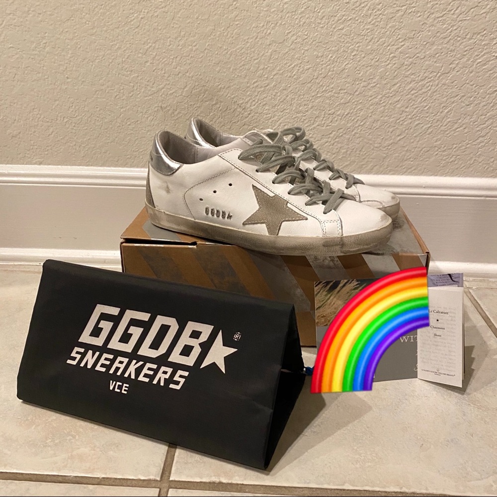 GOLDEN GOOSE SUPERSTAR SNEAKERS WHITE SILVER 38 - Picture 2 of 15